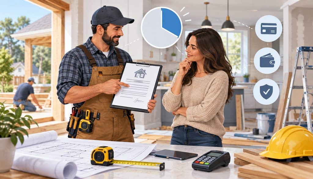 Pennsylvania contractor discussing the one-third deposit rule with a homeowner during a renovation project